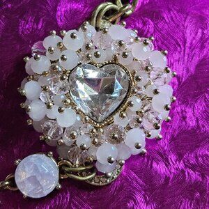 Betsey Johnson Stone & Beaded Side-Worn Necklace RARE - VGPC